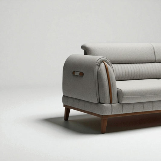 M Home Soft Minimal Koltuk Takımı – 3’lü Koltuk + Berjer | Modern Soft Beige, Ahşap Detaylı