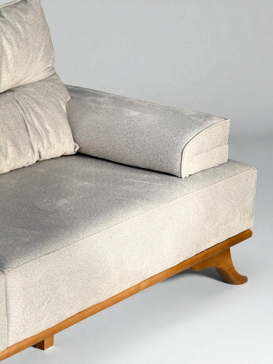 M Home Scandi Soft Koltuk Takımı – 3’lü Koltuk + Berjer | Krem, Modern Ahşap Ayaklı